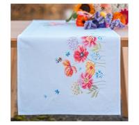 VERVACO Kit Point De Croix Pré-Imprimé Chemin De TableCOQUELICOTS Broderie Kit Complet Adulte Loisir Créatif Maison Decoration Manuelle Table Cadeou DIY 35 x 95 cm Cross Stitch Embroidery