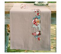 VERVACO Kit Point De Croix Pré-Imprimé Chemin De TableGnomosBroderie Kit Complet Adulte Loisir Créatif Maison Decoration Manuelle Table Cadeou DIY ca. 35 x 95 cm Cross Stitch Embroidery
