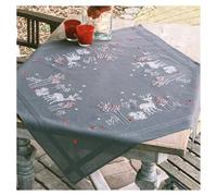 VERVACO Kit Point De Croix Pré-Imprimé Nappe ANIMAUX D’HIVER Broderie Kit Complet Adulte Loisir Créatif Maison Decoration Manuelle Table Cadeou DIY ca. 80 x 80 cm Cross Stitch Embroidery