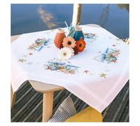 Vervaco Kit Point De Croix Pré-Imprimé Nappe BRISE MARINE Broderie Kit Complet Adulte Loisir Créatif Maison Decoration Manuelle Table Cadeou DIY 80 x 80 cm Cross Stitch Embroidery