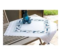 Vervaco Kit Point De Croix Pré-Imprimé Nappe CHATS ESPIÈGLES Broderie Kit Complet Adulte Loisir Créatif Maison Decoration Manuelle Table Cadeou DIY ca. 80 x 80 cm Cross Stitch Embroidery