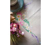 Vervaco Kit Point De Croix Pré-Imprimé Nappe FLEURS DE PRINTEMPS Broderie Kit Complet Adulte Loisir Créatif Maison Decoration Manuelle Table Cadeou DIYca. 80 x 80 cm Cross Stitch Embroidery