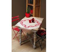 Vervaco Kit Point De Croix Pré-Imprimé Nappe LA DÉCORATION ROUGE Broderie Kit Complet Adulte Loisir Créatif Maison Decoration Manuelle Table Cadeou DIY ca. 80 x 80 cm Cross Stitch Embroidery