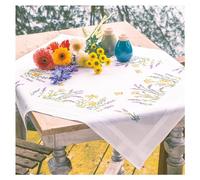 Vervaco Kit Point De Croix Pré-Imprimé Nappe Lavande Broderie Kit Complet Adulte Loisir Créatif Maison Decoration Manuelle Table Cadeou DIY ca. 80 x 80 cm Cross Stitch Embroidery