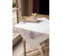 Vervaco – Kit point de croix Nappe Lavande pré-imprimée – Kit complet 80 x 80 cm