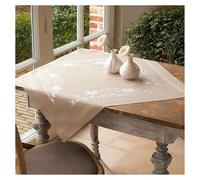 Vervaco Kit Point De Croix Pré-Imprimé Nappe LES OISEAUX BLANCS Broderie Kit Complet Adulte Loisir Créatif Maison Decoration Manuelle Table Cadeou DIY ca. 80 x 80 cm Cross Stitch Embroidery