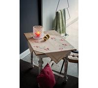 VERVACO Kit Point De Croix Pré-Imprimé Nappe LIÈVRE DES NEIGES ET BOUVREUIL Broderie Kit Complet Adulte Loisir Créatif Maison Decoration Manuelle Table Cadeou DIYca. 80 x 80 cm Cross Stitch Embroidery