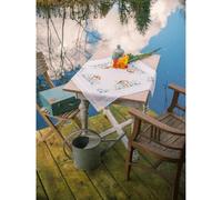 VERVACO Kit Point De Croix Pré-Imprimé Nappe MAISONS D'OISEAUX Broderie Kit Complet Adulte Loisir Créatif Maison Decoration Manuelle Table Cadeou DIYca. 80 x 80 cm Cross Stitch Embroidery