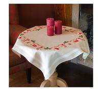 VERVACO Kit Point De Croix Pré-Imprimé Nappe NOËL Broderie Kit Complet Adulte Loisir Créatif Maison Decoration Manuelle Table Cadeou DIYca. 80 x 80 cm Cross Stitch Embroidery