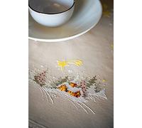 VERVACO Kit Point De Croix Pré-Imprimé Nappe PAYSAGE D'HIVER AVEC ÉTOILE Broderie Kit Complet Adulte Loisir Créatif Maison Decoration Manuelle Table Cadeou DIYca. 80 x 80 cm Cross Stitch Embroidery