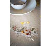 VERVACO Kit Point De Croix Pré-Imprimé Nappe PAYSAGE D'HIVER AVEC ÉTOILE Broderie Kit Complet Adulte Loisir Créatif Maison Decoration Manuelle Table Cadeou DIYca. 80 x 80 cm Cross Stitch Embroidery