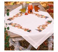 VERVACO Kit Point De Croix Pré-Imprimé Nappe Pueblo de invierno Broderie Kit Complet Adulte Loisir Créatif Maison Decoration Manuelle Table Cadeou DIY ca. 80 x 80 cm Cross Stitch Embroidery