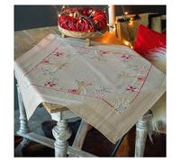 Vervaco Kit Point De Croix Pré-Imprimé Nappe Rennes dans l'esprit DE NOËL Broderie Kit Complet Adulte Loisir Créatif Maison Decoration Manuelle Table Cadeou DIY ca. 80 x 80 cm Cross Stitch Embroidery