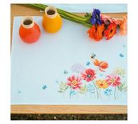 VERVACO Kit Point De Croix Pré-Imprimé Set De Table Tissu COQUELICOTS LOT DE 2 Broderie Kit Complet Adulte Loisir Créatif Maison Decoration Manuelle Table Cadeou DIY 45 x 35 cm Cross Stitch