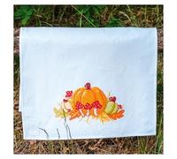 VERVACO Kit Point De Croix Pré-Imprimé Torchons Citrouille d'automne Broderie Kit Complet Adulte Loisir Créatif Maison Decoration Manuelle Cadeou DIY 46 x 71 cm Cross Stitch Embroidery