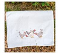 VERVACO Kit Point De Croix Pré-Imprimé Torchons POULES Broderie Kit Complet Adulte Loisir Créatif Maison Decoration Manuelle Cadeou DIY ca. 46 x 71 cm Cross Stitch Embroidery