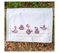 VERVACO Kit Point De Croix Pré-Imprimé Torchons POULES DRÔLES Broderie Kit Complet Adulte Loisir Créatif Maison Decoration Manuelle Cadeou DIY ca. 46 x 71 cm Cross Stitch Embroidery