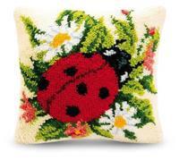 Vervaco Kit point noué Coccinelle pour coussin, débutant, kit complet, env. 40 x 40 cm