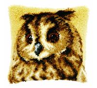 Vervaco Kit Point Noué Á Faire Coussin Broderie Debutant DIY HIBOU BRUN Latch Hook Kit Complet Decoration Maison Manuelle Loisir Créatif ca. 40 x 40 cm Embroidery