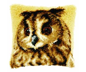 Vervaco Kit Point Noué Á Faire Coussin Broderie Debutant DIY HIBOU BRUN Latch Hook Kit Complet Decoration Maison Manuelle Loisir Créatif ca. 40 x 40 cm Embroidery