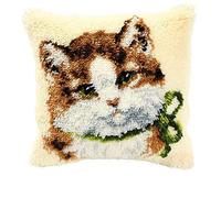 Vervaco Kit Point Noué Á Faire Coussin Broderie Debutant DIY UN CHAT Latch Hook Kit Complet Decoration Maison Manuelle Loisir Créatif ca. 40 x 40 cm Embroidery