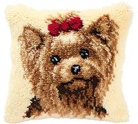 Vervaco Kit Point Noué Á Faire Coussin Broderie Debutant DIY UN CHIEN Latch Hook Kit Complet Decoration Maison Manuelle Loisir Créatif ca. 40 x 40 cm Embroidery