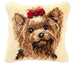 Vervaco Kit Point Noué Á Faire Coussin Broderie Debutant DIY UN CHIEN Latch Hook Kit Complet Decoration Maison Manuelle Loisir Créatif ca. 40 x 40 cm Embroidery