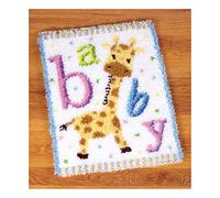 Vervaco Kit Tapis Point Noué Á Faire BÉBÉ GIRAFE II Broderie Debutant DIY Latch Hook Kit Complet Decoration Maison Manuelle Loisir Créatif ca. 43 x 54 cm Embroidery