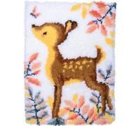 VERVACO Kit Tapis Point Noué Á Faire CERF Broderie Debutant DIY Latch Hook Kit Complet Decoration Maison Manuelle Loisir Créatif ca. 47 x 69 cm Embroidery