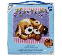 VERVACO Kit Tapis Point Noué Á Faire Chiens CÂLINS Broderie Debutant DIY Latch Hook Kit Complet Decoration Maison Manuelle Loisir Créatif ca. 55 x 54 cm Embroidery