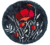 Vervaco Kit Tapis Point Noué Á Faire COQUELICOTS Broderie Debutant DIY Latch Hook Kit Complet Decoration Maison Manuelle Loisir Créatif ca. 55 x 55 cm Embroidery