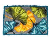 VERVACO Kit Tapis Point Noué Á Faire GINKGO Broderie Debutant DIY Latch Hook Kit Complet Decoration Maison Manuelle Loisir Créatif ca. 70 x 46 cm Embroidery