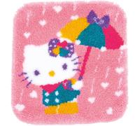 Vervaco Kit Tapis Point Noué Á Faire HELLO KITTY Broderie Debutant DIY Latch Hook Kit Complet Decoration Maison Manuelle Loisir Créatif ca. 55 x 59 cm Embroidery