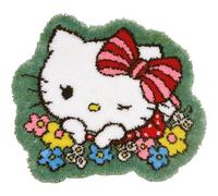 Vervaco Kit Tapis Point Noué Á Faire HELLO KITTY CUTENESS Broderie Debutant DIY Latch Hook Kit Complet Decoration Maison Manuelle Loisir Créatif ca. 67 x 61 cm Embroidery