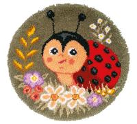 VERVACO Kit Tapis Point Noué Á Faire LA COCCINELLE Broderie Debutant DIY Latch Hook Kit Complet Decoration Maison Manuelle Loisir Créatif ca. 67 x 67 cm Embroidery