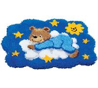 Vervaco Kit Tapis Point Noué Á Faire OURSON BLEU Broderie Debutant DIY Latch Hook Kit Complet Decoration Maison Manuelle Loisir Créatif ca. 55 x 40 cm Embroidery