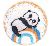 VERVACO Kit Tapis Point Noué Á Faire PANDA + ARC-EN-CIEL Broderie Debutant DIY Latch Hook Kit Complet Decoration Maison Manuelle Loisir Créatif ca. 55 x 55 cm Embroidery
