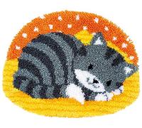 VERVACO Kit Tapis Point Noué Á Faire PETIT CHAT Broderie Debutant DIY Latch Hook Kit Complet Decoration Maison Manuelle Loisir Créatif ca. 56 x 44 cm Embroidery