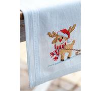 Vervaco nappe au point de croix set de broderie "Gnome et renne", 40x100cm