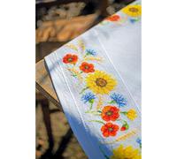 VERVACO De Point De Croix Compté Nappe FLEURS SAUVAGES Broderie Kit Complet Adulte Loisir Créatif Maison Decoration Manuelle Table Cadeou DIY ca. 80 x 80 cm Cross Stitch Embroidery