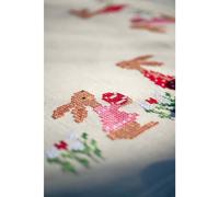 Vervaco Nappe Point de Croix Set "Lapins de Pâques dans un jardin de tulipes", i