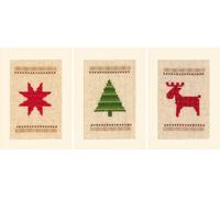 Vervaco Paquet de broderie au point de croix Cartes de voeux "Noël" 3 pièces, motif à compter, 10,5x15cm