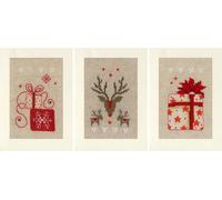 VERVACO Point De Croix Compté Kit Carte De Voeux Complet Set (lot de 3) NOËL De Broderie Loisir Créatif Maison Decoration Cadeau DIY ca. 10,5 x 15 cm Counted Cross Stitch Embroidery