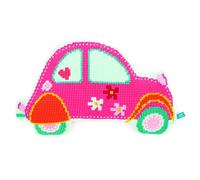 Vervaco PN-0154490 Voiture Rose Coussin en Forme de Croix Coton Multicolore 21 x 3 x 79 cm