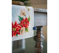 Vervaco Point De Croix Compté Chemin FLEURS DE NOËL Broderie Kit Complet Adulte Loisir Créatif Maison Decoration Manuelle Table Cadeou DIY 32 x 84 cmCross Stitch, Multicolor, ca. 32 x 84 cm