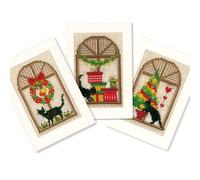 Vervaco Point De Croix Compté Kit Carte De Voeux Complet Set (lot de 3) AMBIANCE DE NOËL De Broderie Loisir Créatif Maison Decoration Cadeau DIY ca. 10,5 x 15 cm Counted Cross Stitch Embroidery