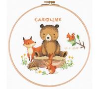 VERVACO Point De Croix Compté Kit DIY Cadeau Bebe Naissance Personnalisé ANIMAUX DE LA FORÊT Tableau Complet Kit De Broderie Loisir Créatif Maison Décoration ca. 24 x 24 cm Cross Stitch
