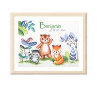 VERVACO Point De Croix Compté Kit DIY Cadeau Bebe Naissance Personnalisé ANIMAUX Tableau Complet Kit De Broderie Loisir Créatif Maison Décoration ca. 27 x 19 cm Cross Stitch Embroidery
