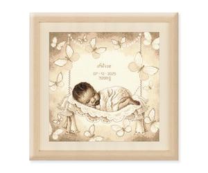 VERVACO Point De Croix Compté Kit DIY Cadeau Bebe Naissance Personnalisé BÉBÉ DANS UN HAMAC Tableau Complet Kit De Broderie Loisir Créatif Maison Décoration ca. 28 x 28 cm Cross Stitch