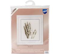 Vervaco Point De Croix Compté Kit DIY Cadeau Bebe Naissance Personnalisé DES MAINS Tableau Complet Kit De Broderie Loisir Créatif Maison Décoration ca. 20 x 25 cm Cross Stitch